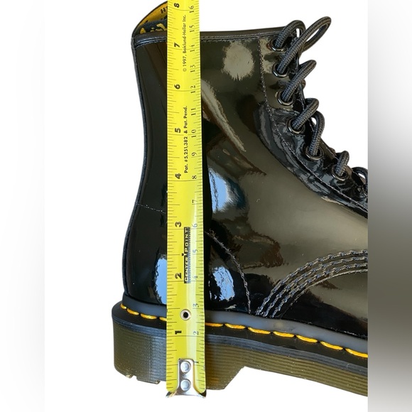 NEW Dr. Martens Black Leather Lace Up Boots Size 7 Shiny - Picture 7 of 9